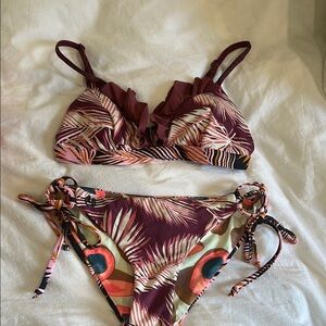 Maaji Tropical Print Bikini - Burgundy and Pink